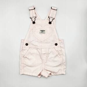 Classic OshKosh B'gosh Vestbak Light Pink Shortalls 12M Heart Shaped Bib Pocket